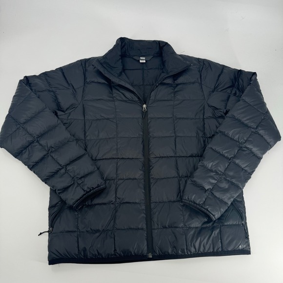 REI Co-op Men's 650 Down Puffer Jacket Lightweight Full Zip Black Medium - Picture 1 of 3